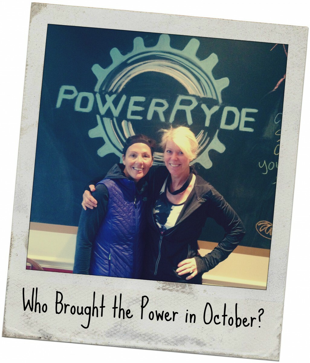 Polaroid style picture of Andrea Batchelor and Linda Bessey with 'Who Brought the POWER in 'October'?